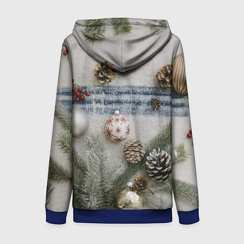 Женская толстовка на молнии Новогодние украшения / 3D-Синий – фото 2