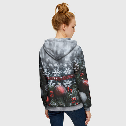 Женская толстовка на молнии Новогодние снежинки / 3D-Меланж – фото 4