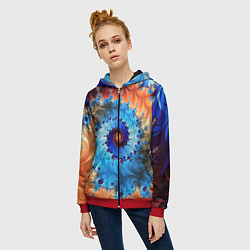Толстовка на молнии женская Оптические узоры текстура, цвет: 3D-красный — фото 2