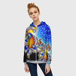 Толстовка на молнии женская Фрактальный узор текстура синий, цвет: 3D-меланж — фото 2