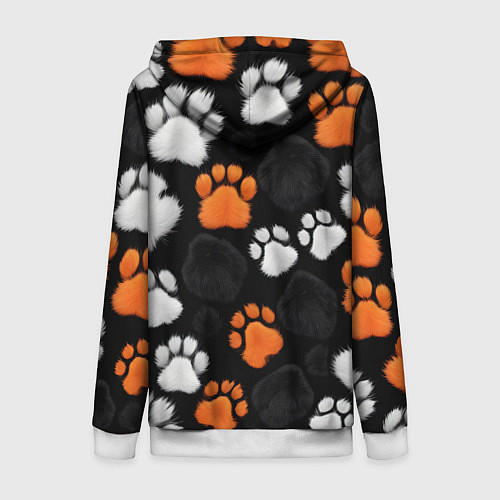 Женская толстовка на молнии Мохнатые лапки / 3D-Белый – фото 2