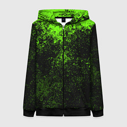 Женская толстовка на молнии Зеленые брызги красок