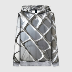 Толстовка на молнии женская Полированный металл серебряный, цвет: 3D-меланж