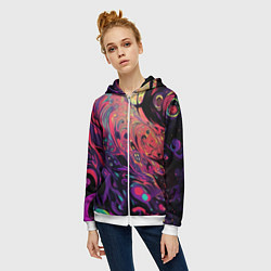 Толстовка на молнии женская Интерференционные цвета, цвет: 3D-белый — фото 2