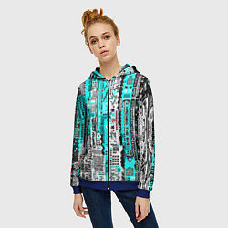 Толстовка на молнии женская Киберпанк паттерн голубой, цвет: 3D-синий — фото 2