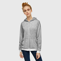 Толстовка на молнии женская Светлый серый в мелкий рисунок паттерн, цвет: 3D-белый — фото 2