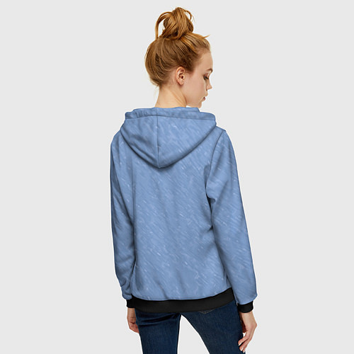 Женская толстовка на молнии Холодный голубой текстурированный однотонный / 3D-Черный – фото 4
