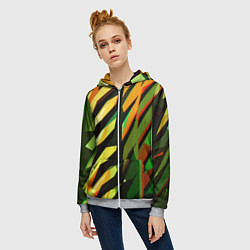 Толстовка на молнии женская Чёрно-жёлтая абстракция, цвет: 3D-меланж — фото 2