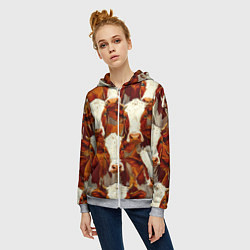 Толстовка на молнии женская Рыжие коровки, цвет: 3D-меланж — фото 2