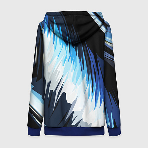 Женская толстовка на молнии Бело-синие острые полосы / 3D-Синий – фото 2