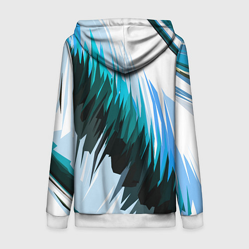 Женская толстовка на молнии Чёрно-синие острые полосы на белом фоне / 3D-Белый – фото 2