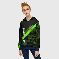 Толстовка на молнии женская Portal camo steel geometry, цвет: 3D-синий — фото 2