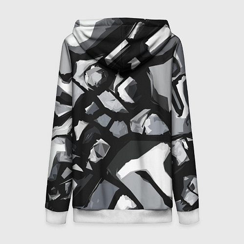 Женская толстовка на молнии Чёрно-серая абстракция / 3D-Белый – фото 2