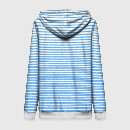 Женская толстовка на молнии Белый с голубым текстурный в полоску / 3D-Белый – фото 2