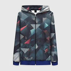 Толстовка на молнии женская Абстрактный взрыв и осколки, цвет: 3D-синий