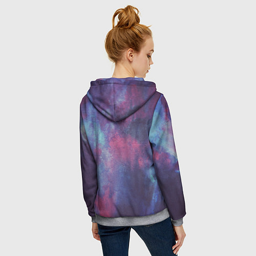 Женская толстовка на молнии Тай-дай космос / 3D-Меланж – фото 4