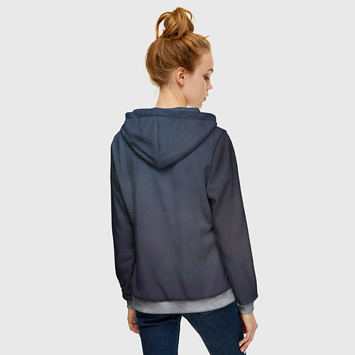 Женская толстовка на молнии Космонавт - ракета / 3D-Меланж – фото 4