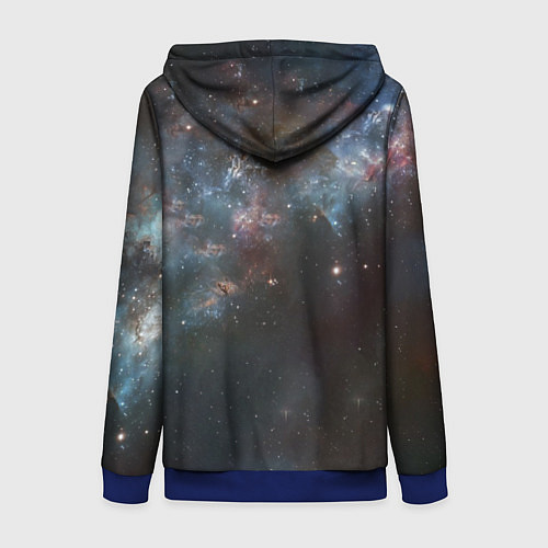 Женская толстовка на молнии Череп - космос / 3D-Синий – фото 2