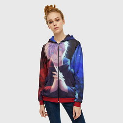 Толстовка на молнии женская Аниме - магическая битва, цвет: 3D-красный — фото 2