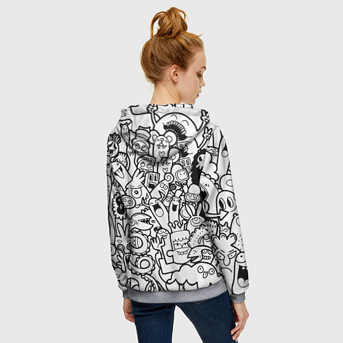Женская толстовка на молнии Каляки маляки / 3D-Меланж – фото 4
