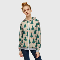 Толстовка на молнии женская Новогодняя ель, цвет: 3D-меланж — фото 2