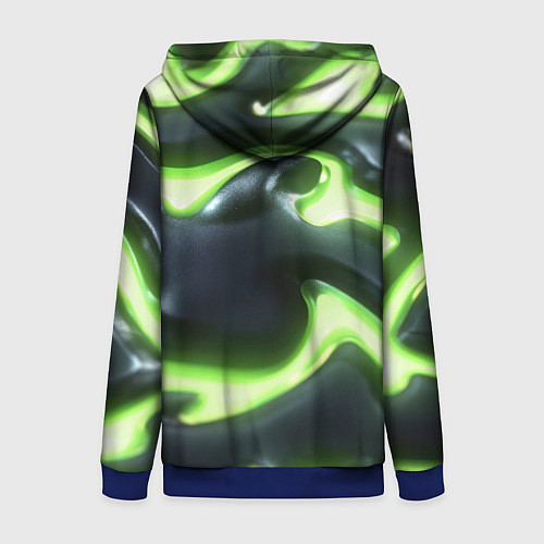 Женская толстовка на молнии Зеленый неоновый камуфляж / 3D-Синий – фото 2