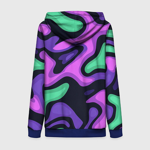 Женская толстовка на молнии Разноцветный эмоциональный камуфлляж / 3D-Синий – фото 2