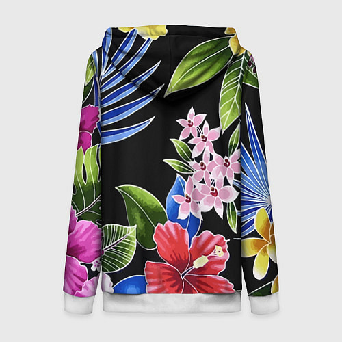 Женская толстовка на молнии Tropical flowers - aloha / 3D-Белый – фото 2