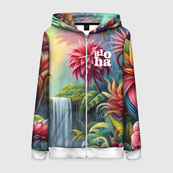 Женская толстовка на молнии Гавайские тропические цветы - алоха