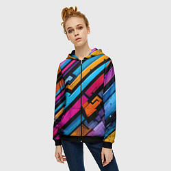 Толстовка на молнии женская Абстракция с граффити, цвет: 3D-черный — фото 2