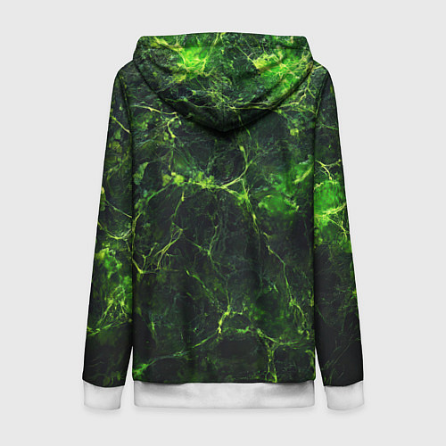 Женская толстовка на молнии Зеленая ядовитая текстура / 3D-Белый – фото 2