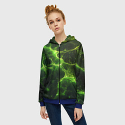 Толстовка на молнии женская Зеленые волокна текстура, цвет: 3D-синий — фото 2