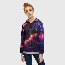 Толстовка на молнии женская Текстура вулкана, цвет: 3D-меланж — фото 2