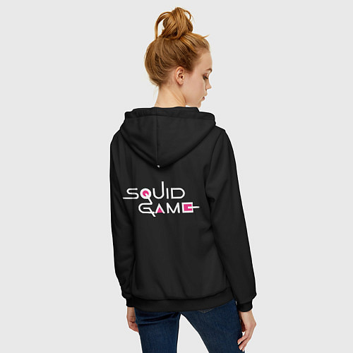 Женская толстовка на молнии Персонажи в Sguid game / 3D-Черный – фото 4