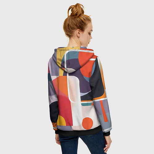 Женская толстовка на молнии Абстракция из фигур и линий / 3D-Черный – фото 4