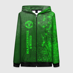 Женская толстовка на молнии Manchester United - green gradient по-вертикали