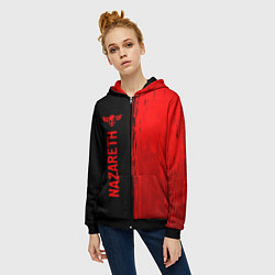 Толстовка на молнии женская Nazareth - red gradient по-вертикали, цвет: 3D-черный — фото 2