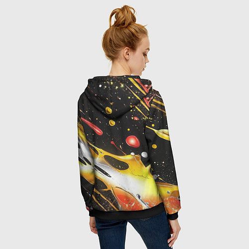 Женская толстовка на молнии Текстура краска / 3D-Черный – фото 4