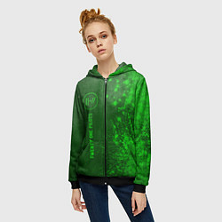 Толстовка на молнии женская Twenty One Pilots - green gradient по-вертикали, цвет: 3D-черный — фото 2