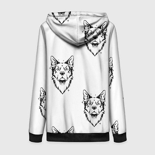 Женская толстовка на молнии Голова собаки / 3D-Черный – фото 2