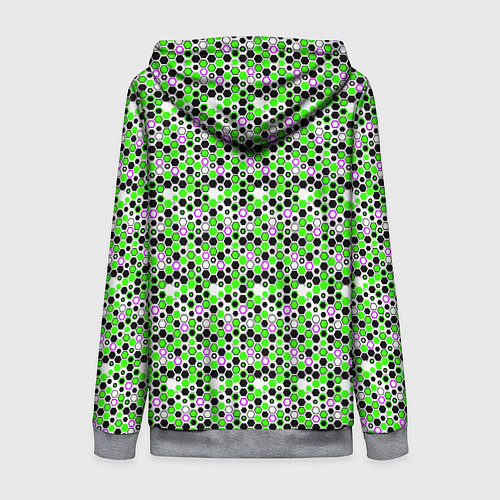 Женская толстовка на молнии Киберпанк шестиугольники зелёные / 3D-Меланж – фото 2