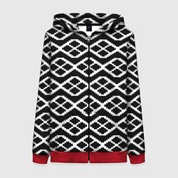 Толстовка на молнии женская Этнический декор, цвет: 3D-красный