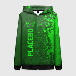 Толстовка на молнии женская Placebo - green gradient по-вертикали, цвет: 3D-черный