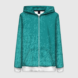 Толстовка на молнии женская Джинс с потертостями-зеленый, цвет: 3D-белый
