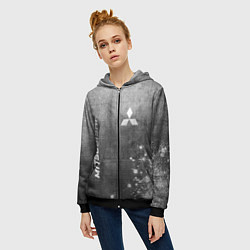 Толстовка на молнии женская Mitsubishi - grey gradient вертикально, цвет: 3D-черный — фото 2