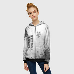 Толстовка на молнии женская Leeds United - white gradient вертикально, цвет: 3D-черный — фото 2