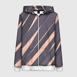 Женская толстовка на молнии Перламутровый серый полосы