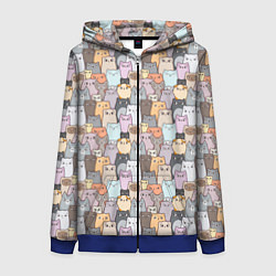 Толстовка на молнии женская Котики, цвет: 3D-синий
