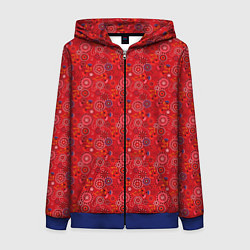 Женская толстовка на молнии Алый красный деревенский абстрактный узор