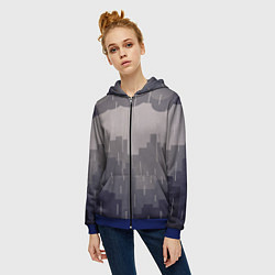 Толстовка на молнии женская Вечерний дождь, цвет: 3D-синий — фото 2